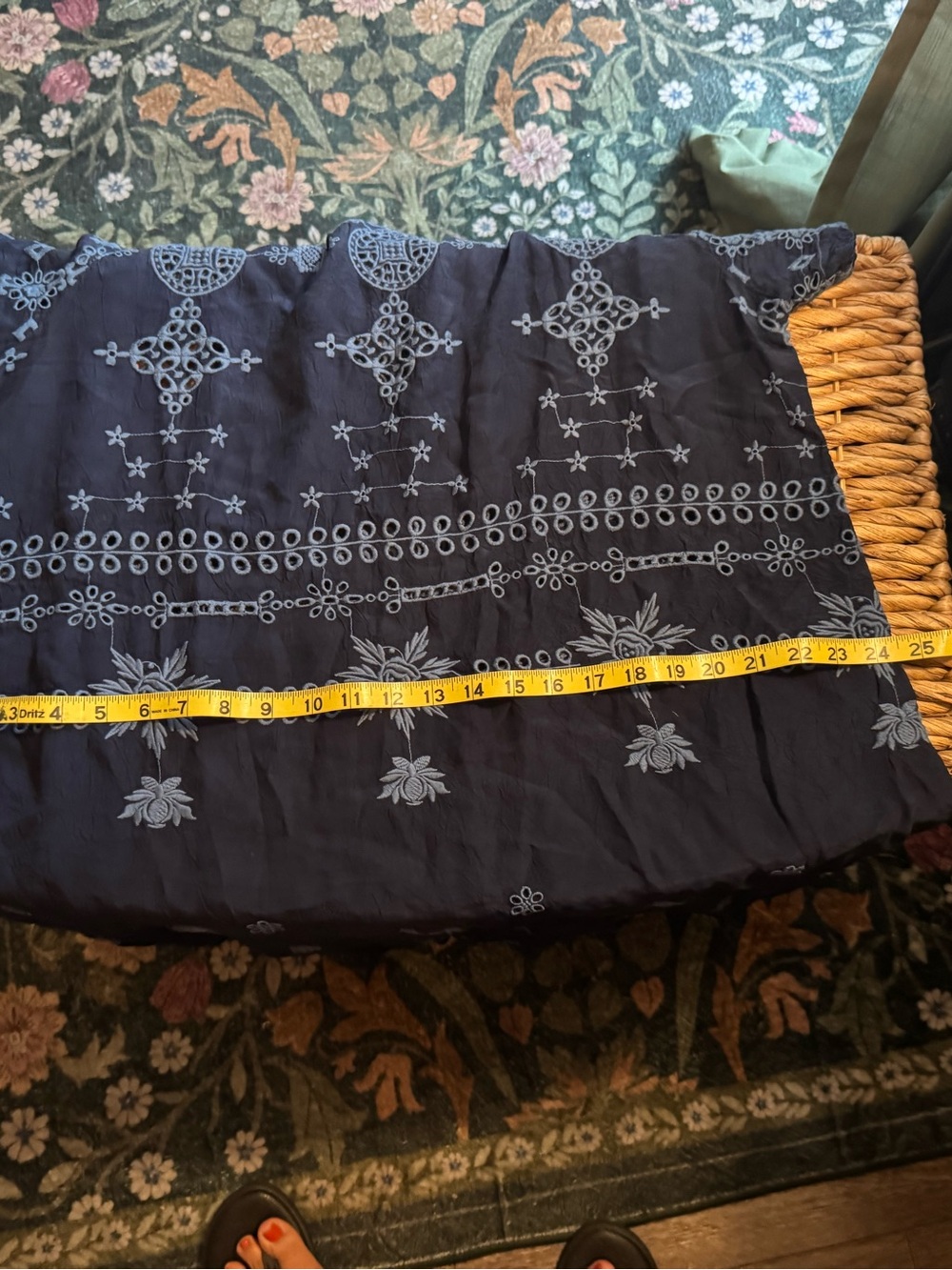 Johnny Was Navy Blue Embroidered Short Sleeve Dress - Picture 10 of 11